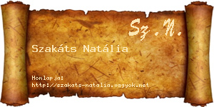 Szakáts Natália névjegykártya